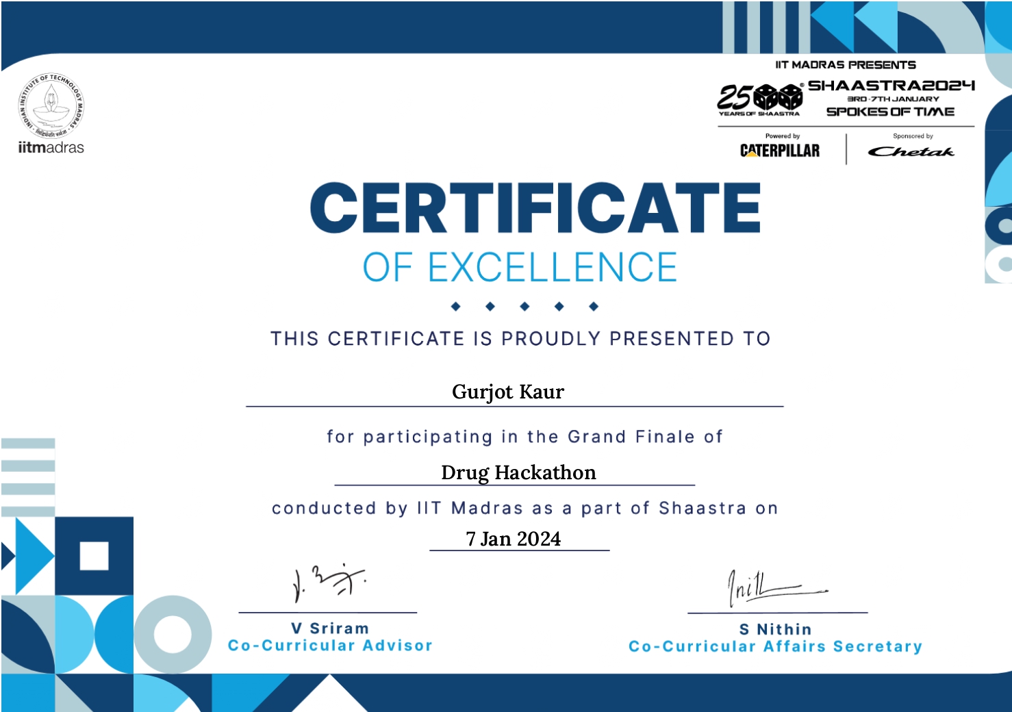 Drug hackathon certifficate