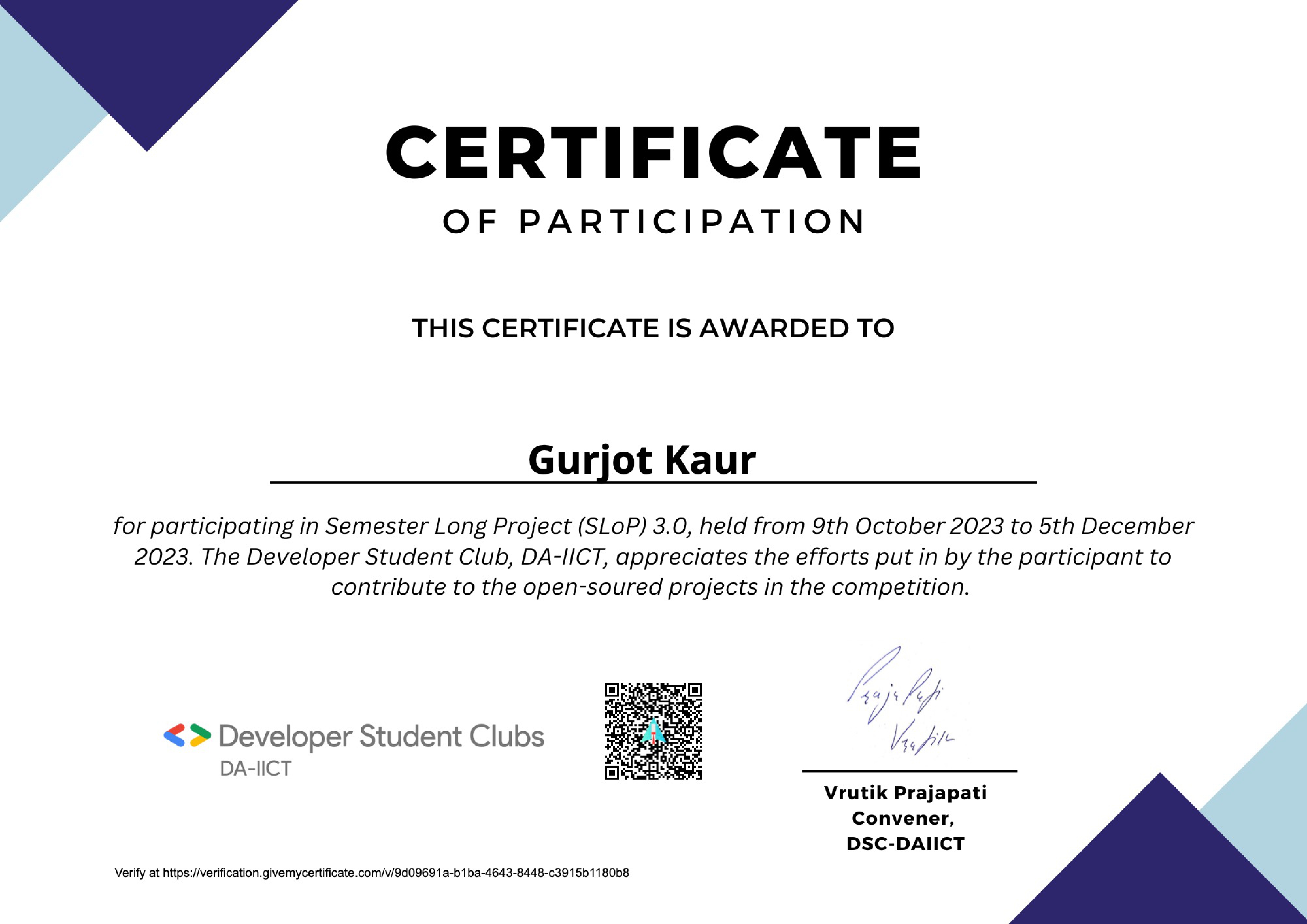 SLOP certificate
